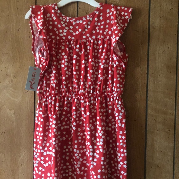 CAT & JACK - Girl's Red And White Star Dress . - Picture 2 of 2